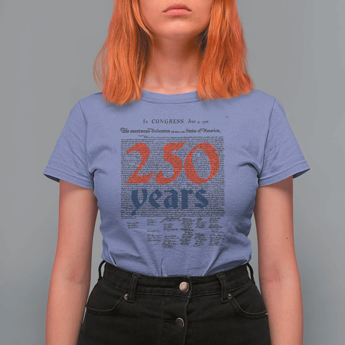 250 Years Declaration of Independence T Shirt For Women Historic Patriotic 1776 to 2026 Semiquincentennial - Wonder Print Shop