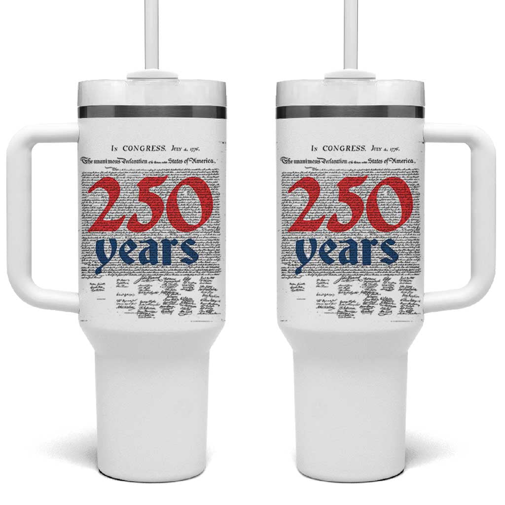 250 Years Declaration of Independence Tumbler With Handle Historic Patriotic 1776 to 2026 Semiquincentennial - Wonder Print Shop