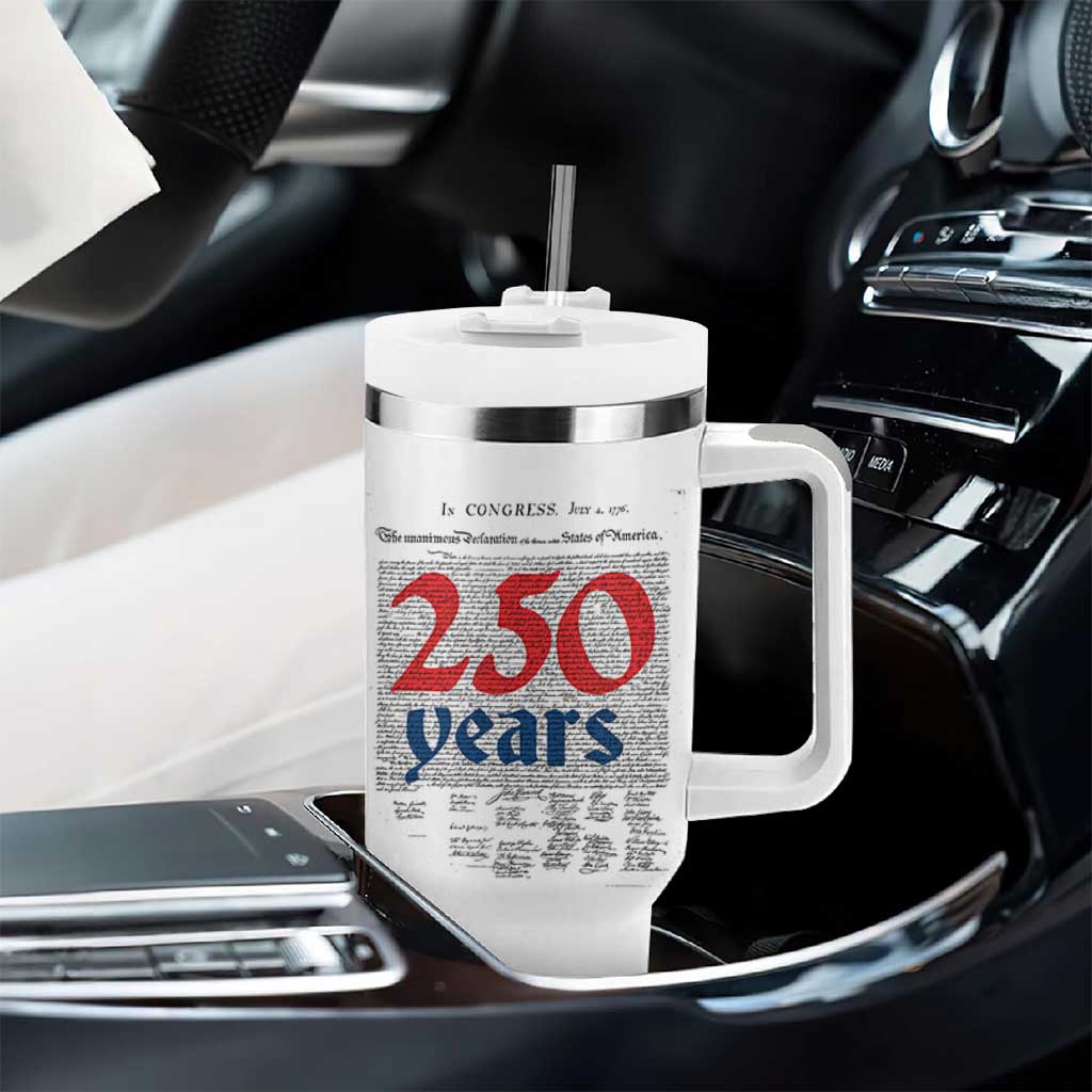 250 Years Declaration of Independence Tumbler With Handle Historic Patriotic 1776 to 2026 Semiquincentennial - Wonder Print Shop
