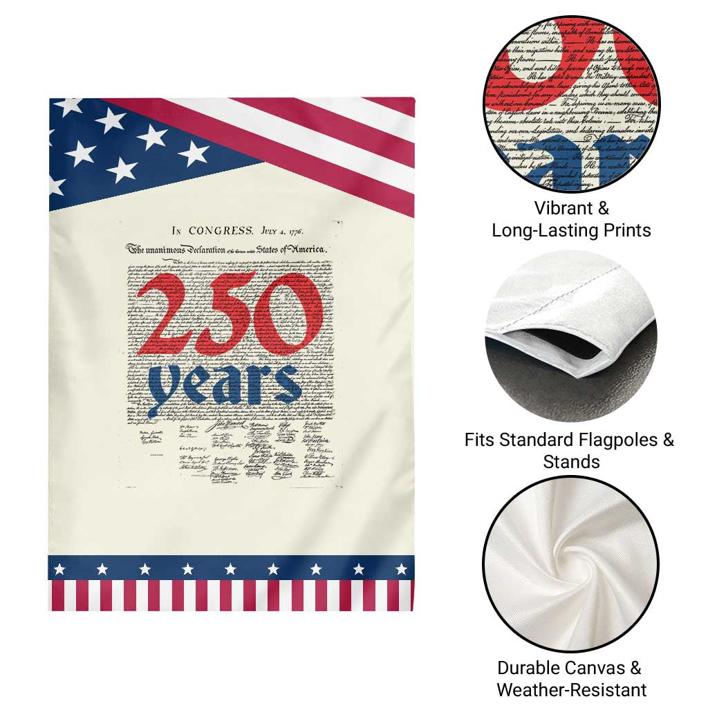 250 Years Declaration of Independence Garden Flag Historic Patriotic 1776 to 2026 Semiquincentennial
