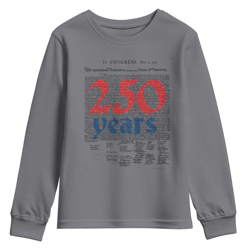 250 Years Declaration of Independence Youth Sweatshirt Historic Patriotic 1776 to 2026 Semiquincentennial - Wonder Print Shop