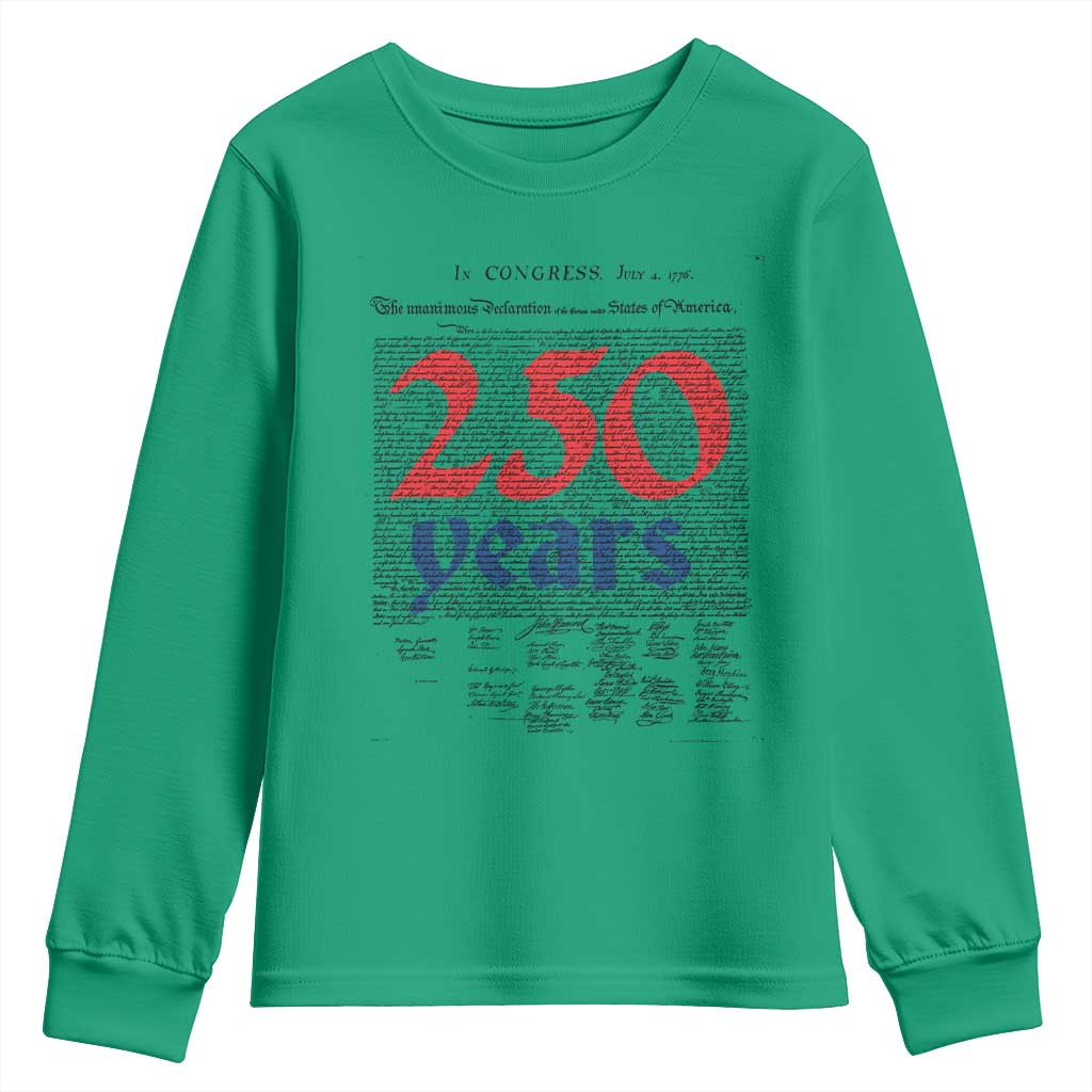 250 Years Declaration of Independence Youth Sweatshirt Historic Patriotic 1776 to 2026 Semiquincentennial - Wonder Print Shop