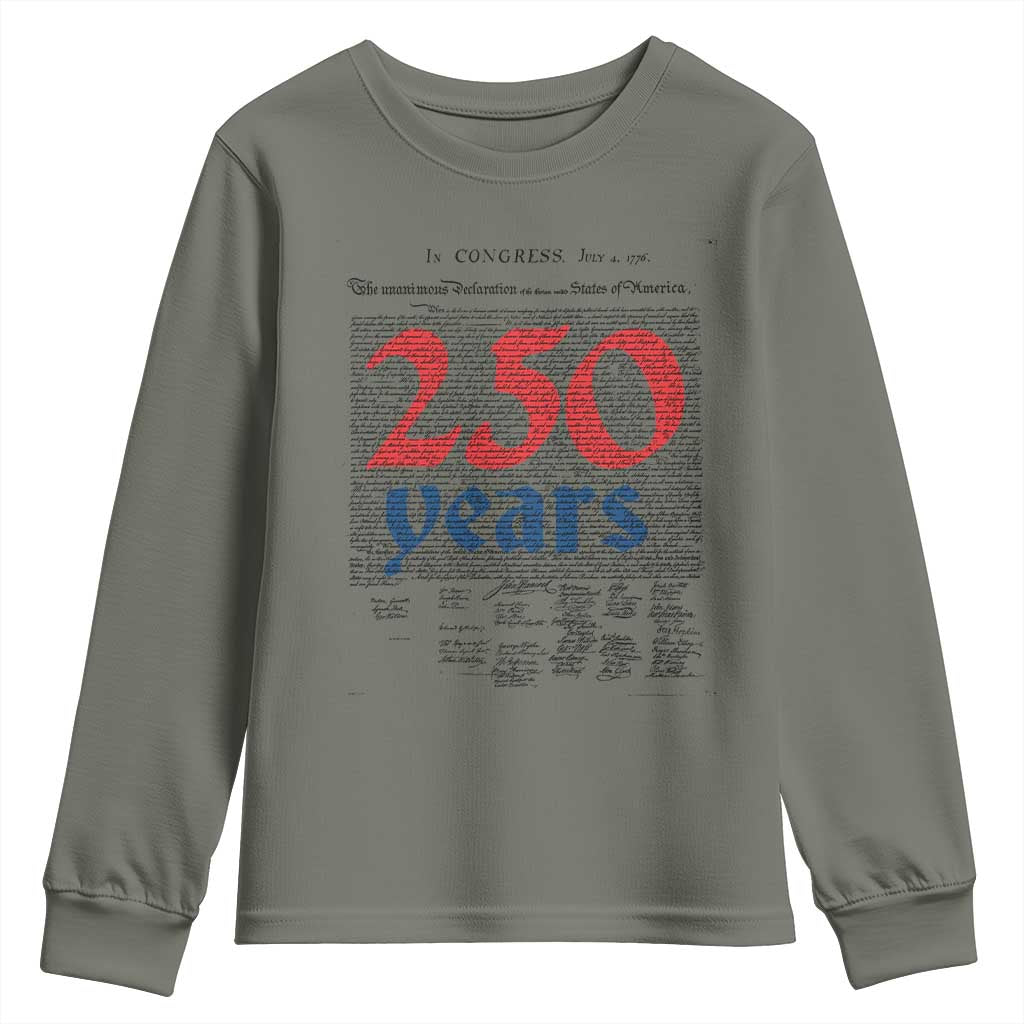 250 Years Declaration of Independence Youth Sweatshirt Historic Patriotic 1776 to 2026 Semiquincentennial - Wonder Print Shop