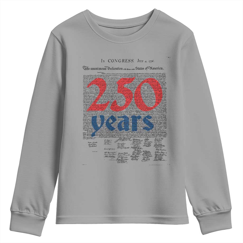 250 Years Declaration of Independence Youth Sweatshirt Historic Patriotic 1776 to 2026 Semiquincentennial - Wonder Print Shop