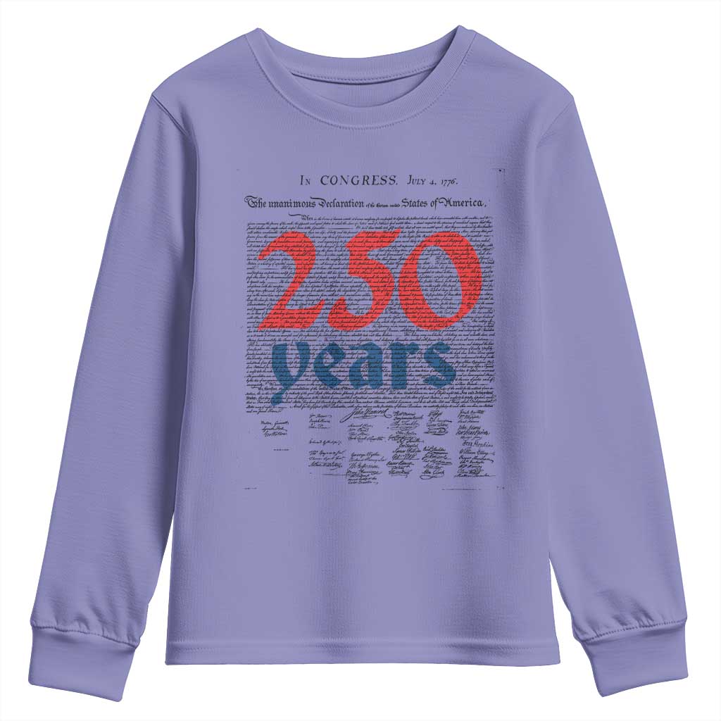 250 Years Declaration of Independence Youth Sweatshirt Historic Patriotic 1776 to 2026 Semiquincentennial - Wonder Print Shop