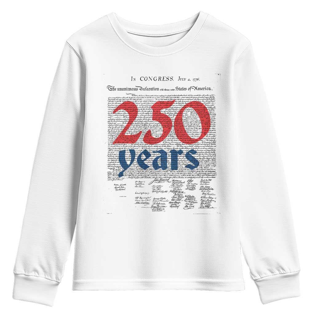 250 Years Declaration of Independence Youth Sweatshirt Historic Patriotic 1776 to 2026 Semiquincentennial - Wonder Print Shop