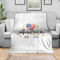 America Heart 250 Years Throw Blanket US Semiquincentennial Cute Patriotic 1776 to 2026 - Wonder Print Shop