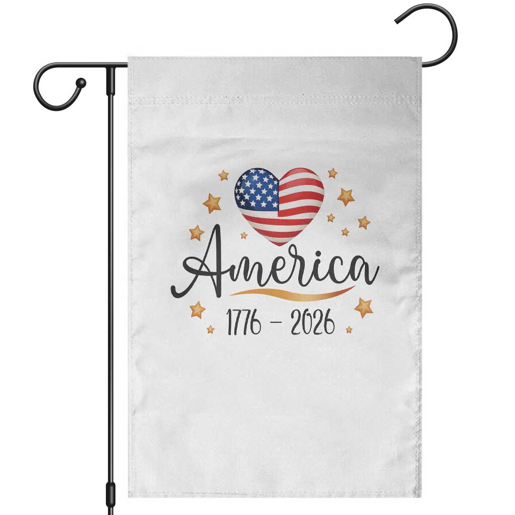 America Heart 250 Years Garden Flag US Semiquincentennial Cute Patriotic 1776 to 2026 - Wonder Print Shop