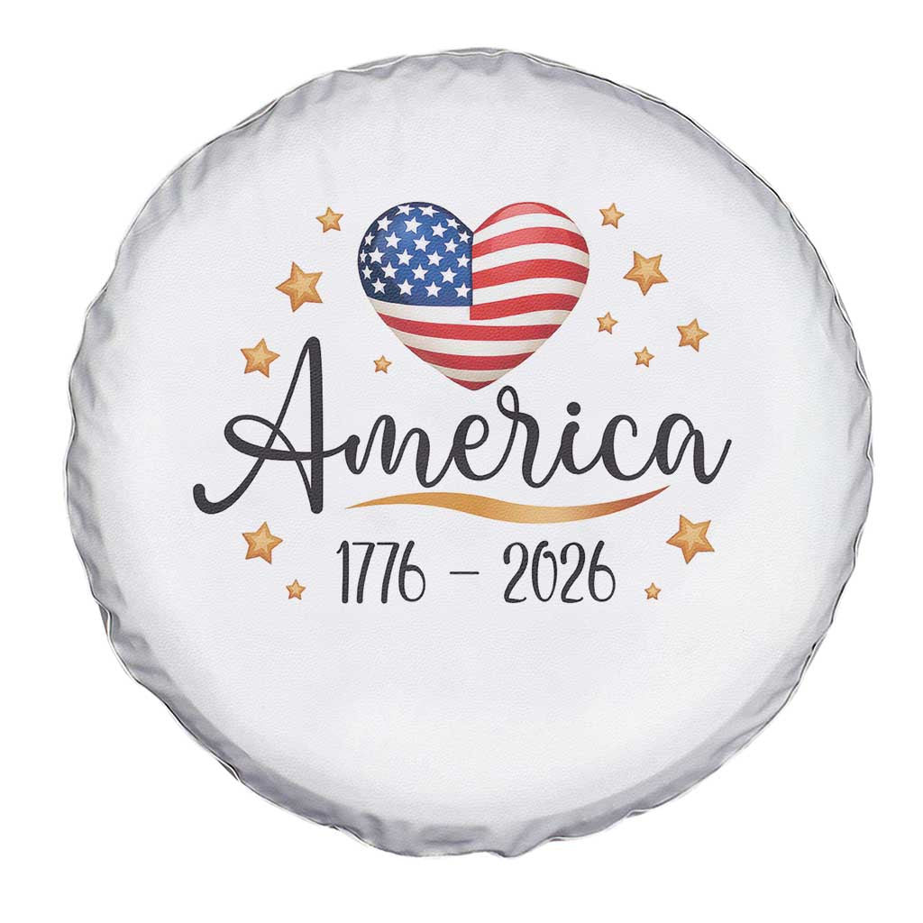 America Heart 250 Years Spare Tire Cover US Semiquincentennial Cute Patriotic 1776 to 2026 - Wonder Print Shop