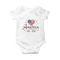 America Heart 250 Years Baby Onesie US Semiquincentennial Cute Patriotic 1776 to 2026 - Wonder Print Shop