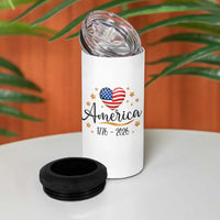America Heart 250 Years 4 in 1 Can Cooler Tumbler US Semiquincentennial Cute Patriotic 1776 to 2026 - Wonder Print Shop