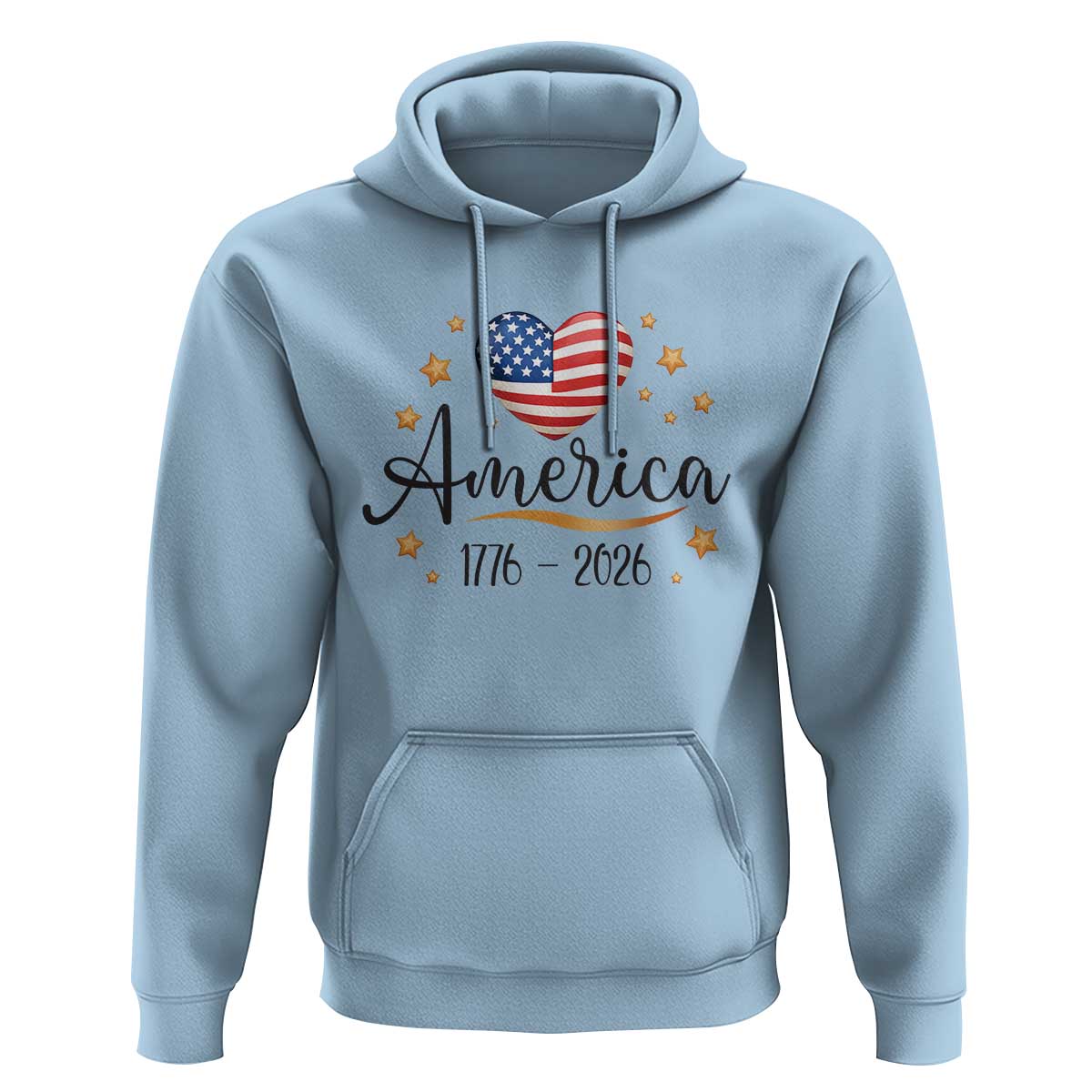 America Heart 250 Years Hoodie US Semiquincentennial Cute Patriotic 1776 to 2026 - Wonder Print Shop