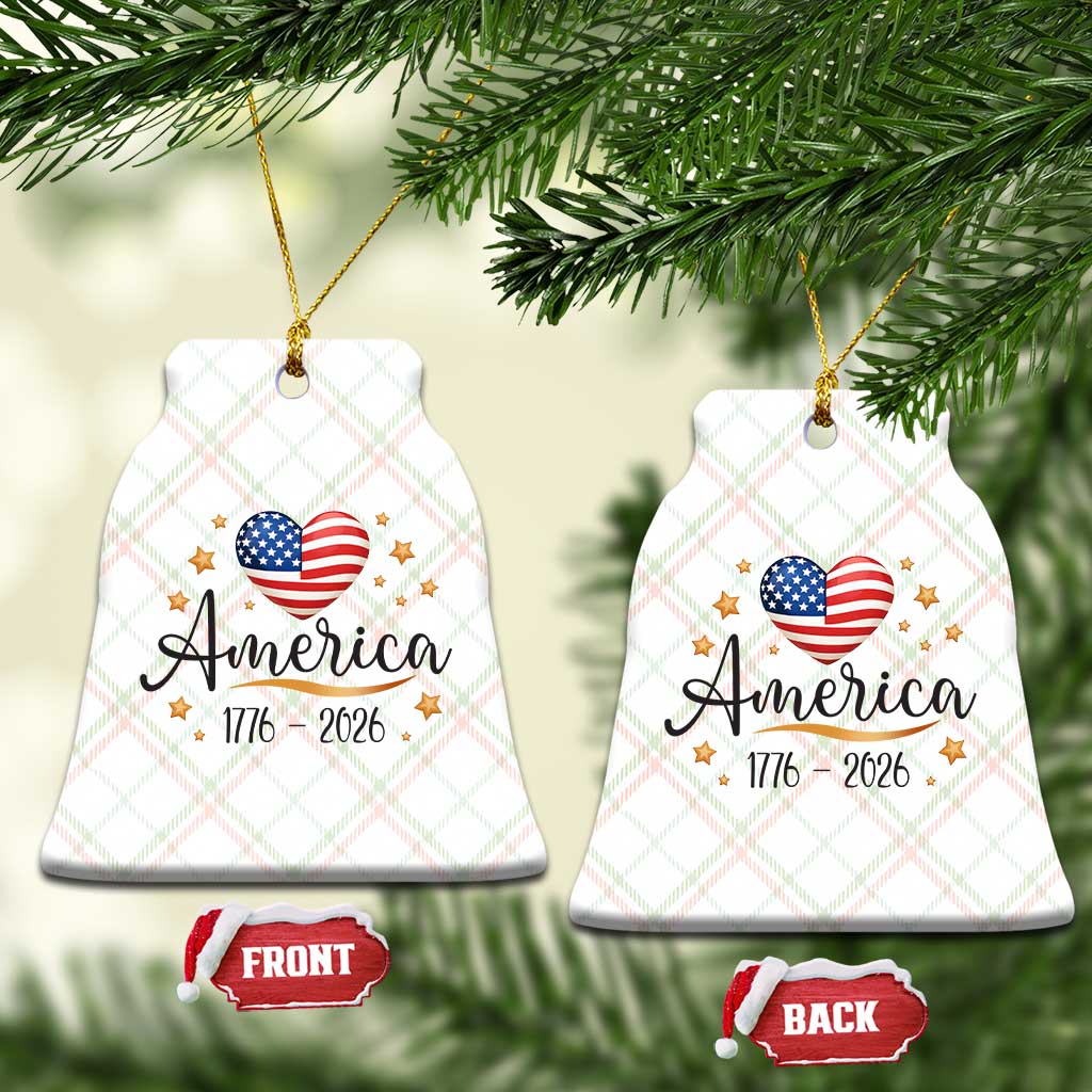 America Heart 250 Years Ceramic Ornament US Semiquincentennial Cute Patriotic 1776 to 2026 - Wonder Print Shop