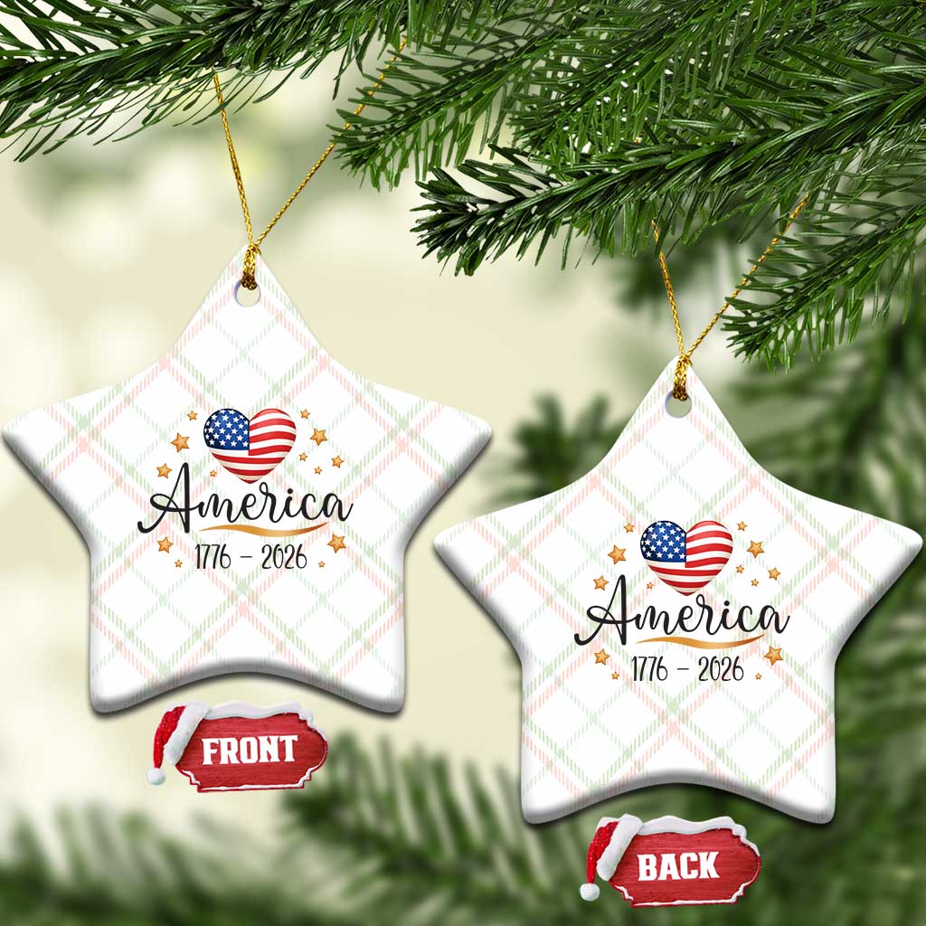America Heart 250 Years Ceramic Ornament US Semiquincentennial Cute Patriotic 1776 to 2026 - Wonder Print Shop