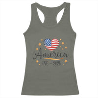 America Heart 250 Years Racerback Tank Top US Semiquincentennial Cute Patriotic 1776 to 2026 - Wonder Print Shop
