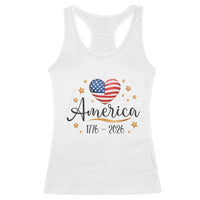 America Heart 250 Years Racerback Tank Top US Semiquincentennial Cute Patriotic 1776 to 2026 - Wonder Print Shop