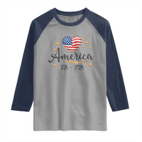America Heart 250 Years Raglan Shirt US Semiquincentennial Cute Patriotic 1776 to 2026 - Wonder Print Shop