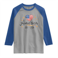 America Heart 250 Years Raglan Shirt US Semiquincentennial Cute Patriotic 1776 to 2026 - Wonder Print Shop