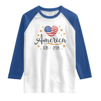 America Heart 250 Years Raglan Shirt US Semiquincentennial Cute Patriotic 1776 to 2026 - Wonder Print Shop