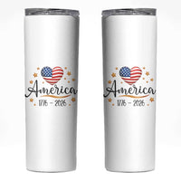 America Heart 250 Years Skinny Tumbler US Semiquincentennial Cute Patriotic 1776 to 2026 - Wonder Print Shop