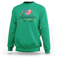 America Heart 250 Years Sweatshirt US Semiquincentennial Cute Patriotic 1776 to 2026 - Wonder Print Shop