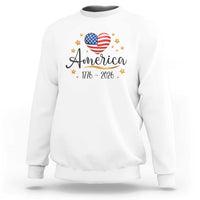 America Heart 250 Years Sweatshirt US Semiquincentennial Cute Patriotic 1776 to 2026 - Wonder Print Shop