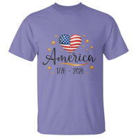 America Heart 250 Years T Shirt US Semiquincentennial Cute Patriotic 1776 to 2026 - Wonder Print Shop