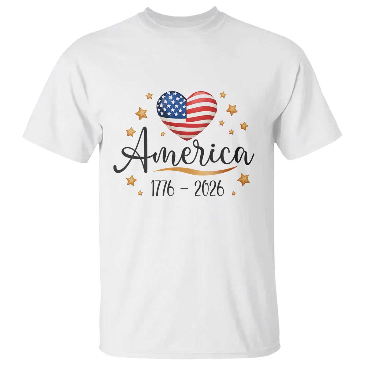 America Heart 250 Years T Shirt US Semiquincentennial Cute Patriotic 1776 to 2026 - Wonder Print Shop