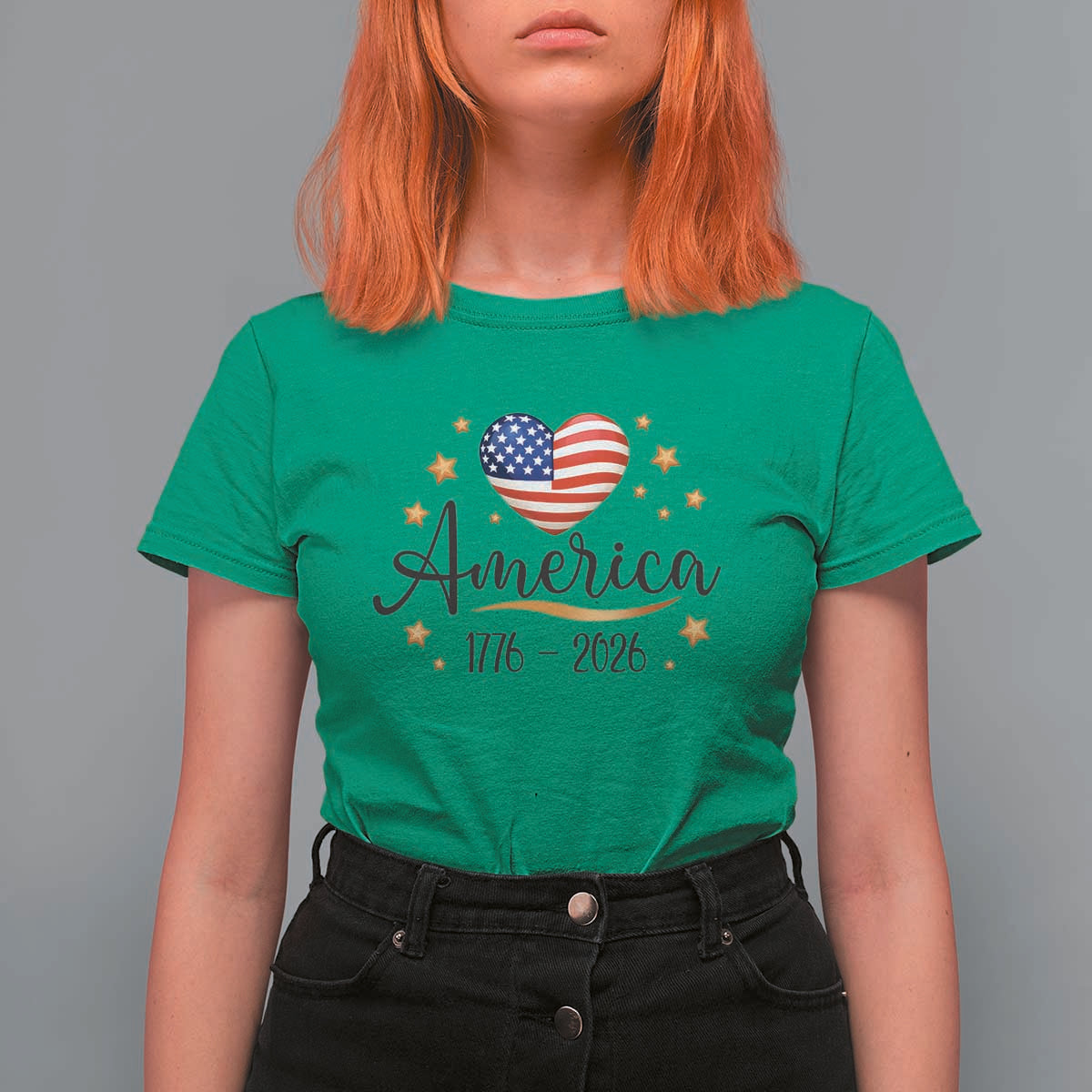 America Heart 250 Years T Shirt For Women US Semiquincentennial Cute Patriotic 1776 to 2026 - Wonder Print Shop