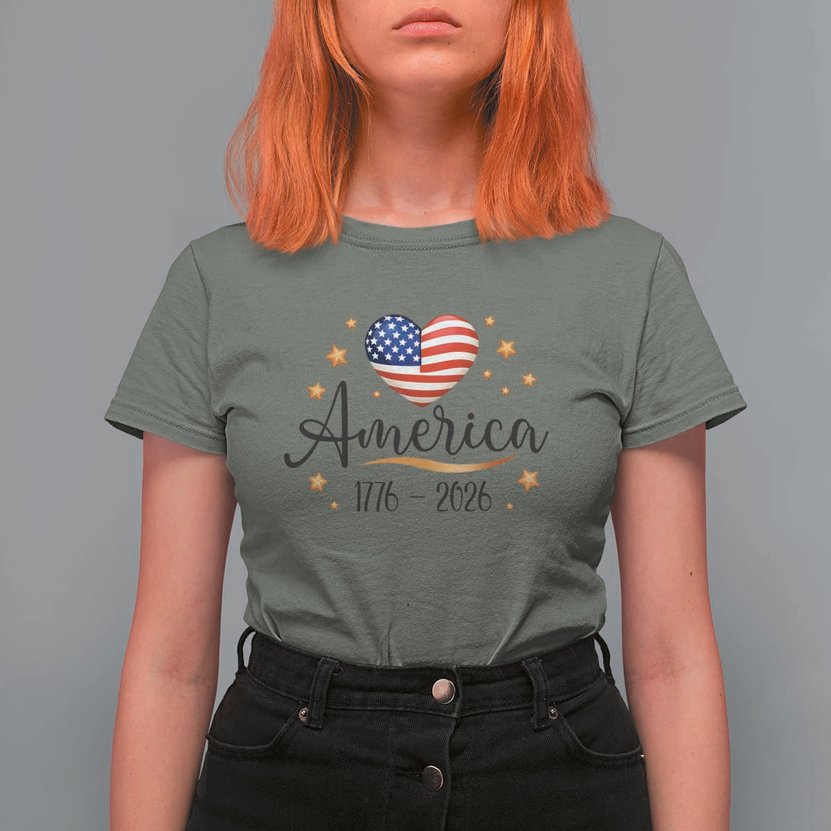 America Heart 250 Years T Shirt For Women US Semiquincentennial Cute Patriotic 1776 to 2026 - Wonder Print Shop