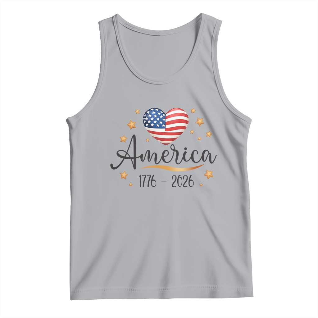 America Heart 250 Years Tank Top US Semiquincentennial Cute Patriotic 1776 to 2026 - Wonder Print Shop