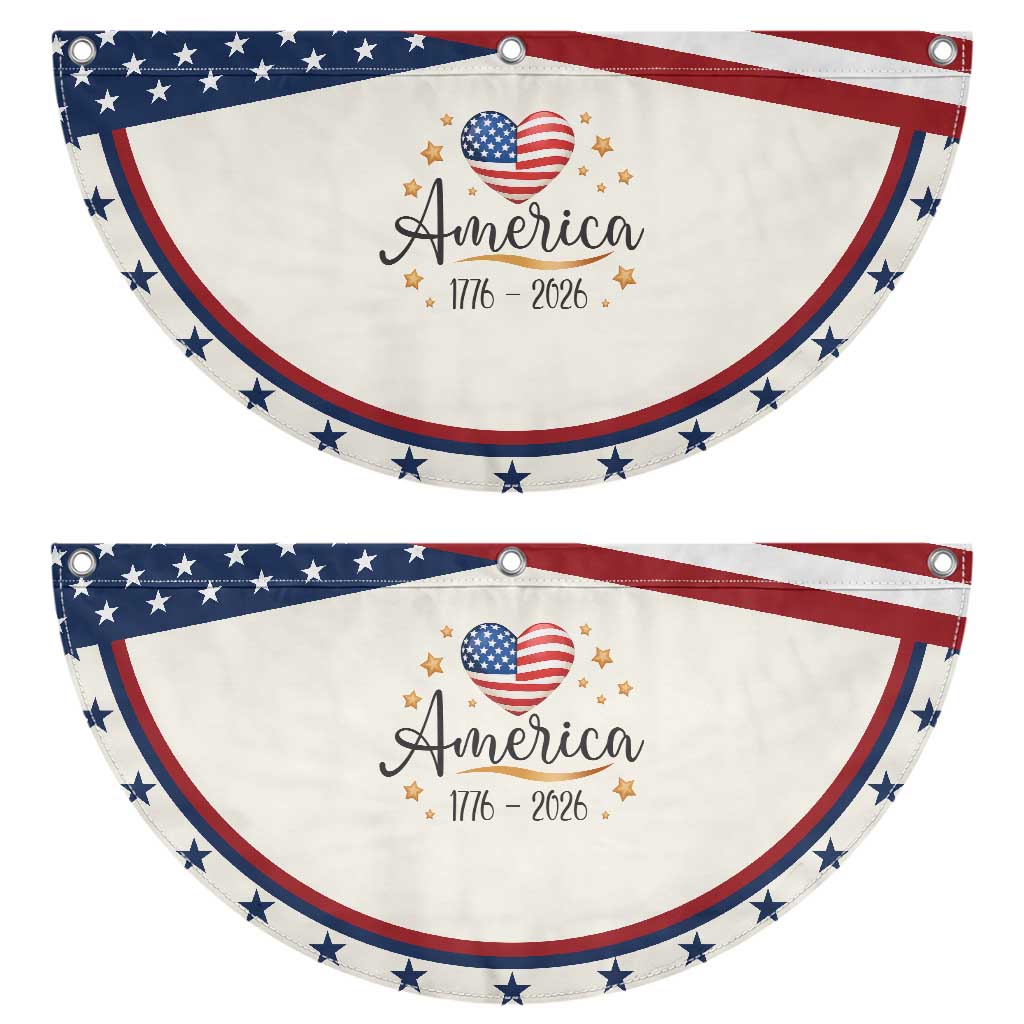 America Heart 250 Years Patriotic Fan Flag US Semiquincentennial Cute 1776 to 2026