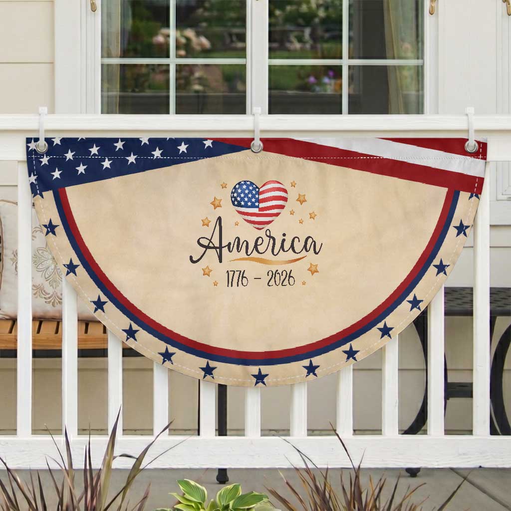 America Heart 250 Years Patriotic Fan Flag US Semiquincentennial Cute 1776 to 2026