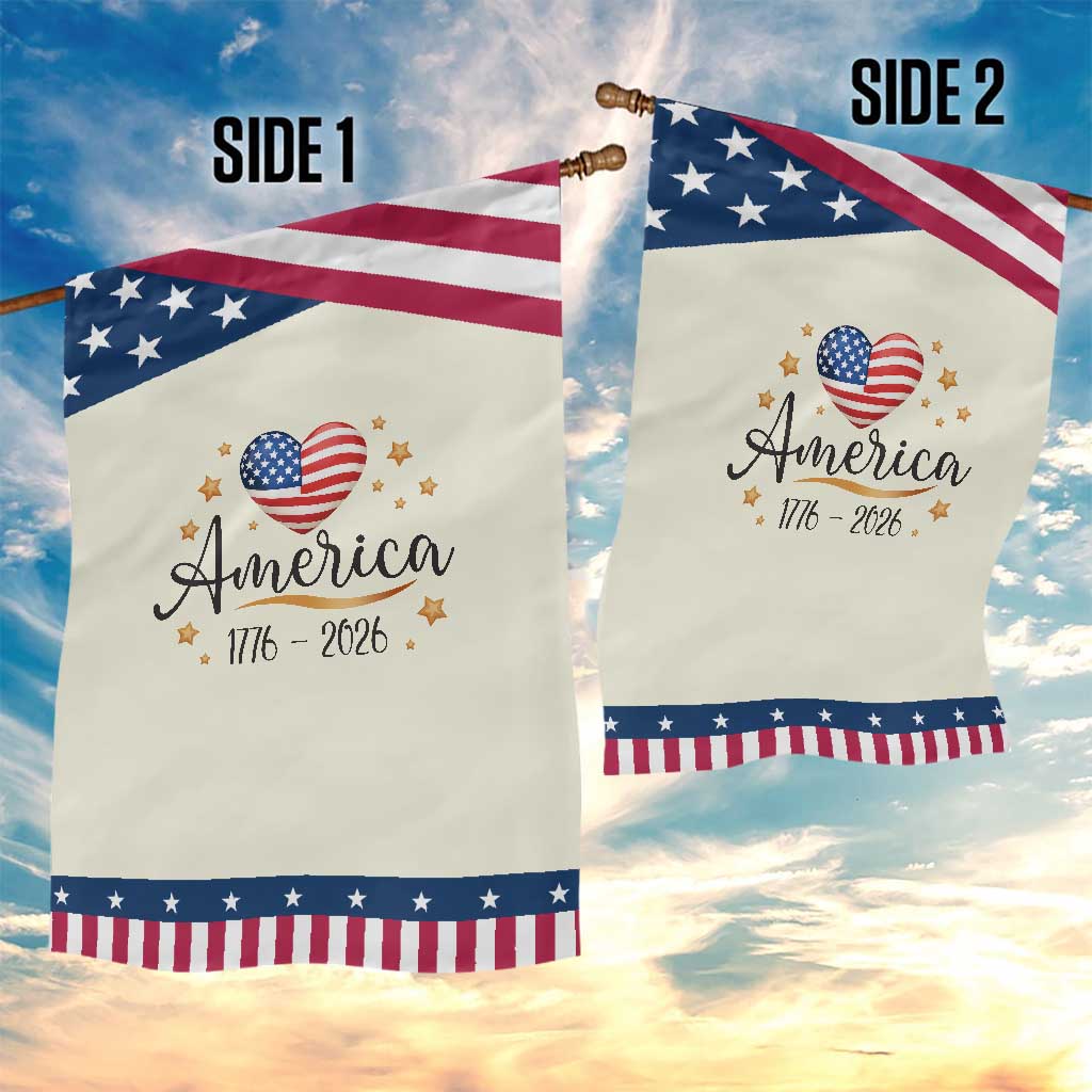 America Heart 250 Years Garden Flag US Semiquincentennial Cute Patriotic 1776 to 2026