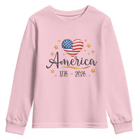 America Heart 250 Years Youth Sweatshirt US Semiquincentennial Cute Patriotic 1776 to 2026 - Wonder Print Shop