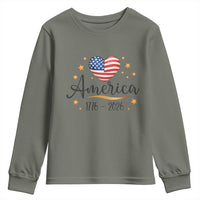 America Heart 250 Years Youth Sweatshirt US Semiquincentennial Cute Patriotic 1776 to 2026 - Wonder Print Shop