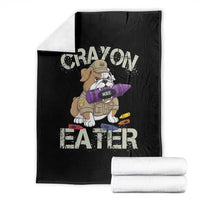 Crayon Eater Bulldog Throw Blanket Funny Military Gift with Combat Pup and MRE Crayon - Wonder Print Shop