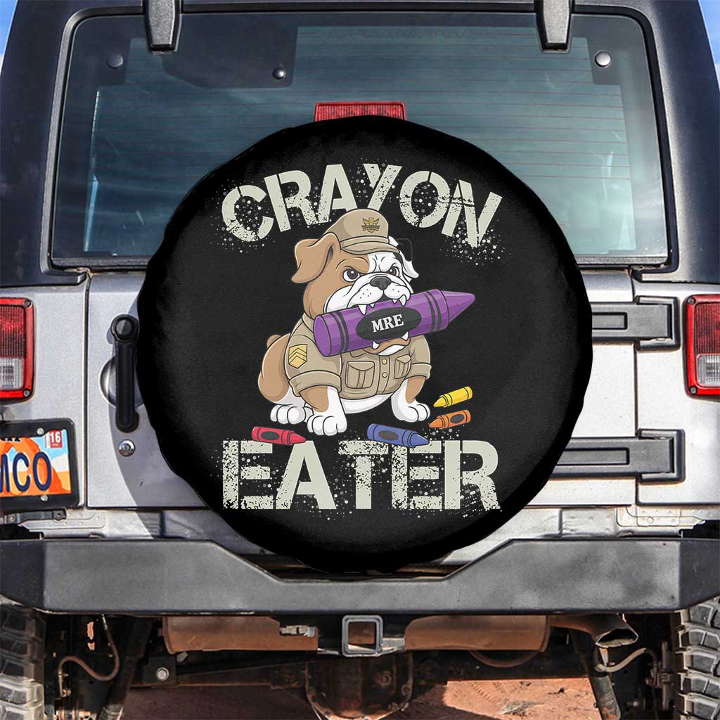 Crayon Eater Bulldog Spare Tire Cover Funny Military Gift with Combat Pup and MRE Crayon - Wonder Print Shop