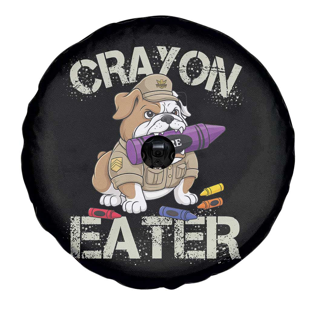 Crayon Eater Bulldog Spare Tire Cover Funny Military Gift with Combat Pup and MRE Crayon - Wonder Print Shop