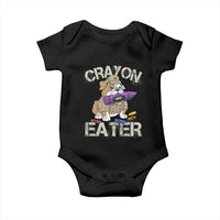 Crayon Eater Bulldog Baby Onesie Funny Military Gift with Combat Pup and MRE Crayon - Wonder Print Shop