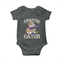 Crayon Eater Bulldog Baby Onesie Funny Military Gift with Combat Pup and MRE Crayon - Wonder Print Shop