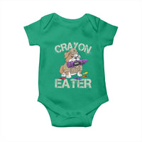 Crayon Eater Bulldog Baby Onesie Funny Military Gift with Combat Pup and MRE Crayon - Wonder Print Shop
