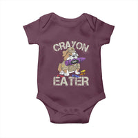 Crayon Eater Bulldog Baby Onesie Funny Military Gift with Combat Pup and MRE Crayon - Wonder Print Shop