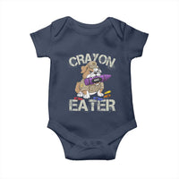 Crayon Eater Bulldog Baby Onesie Funny Military Gift with Combat Pup and MRE Crayon - Wonder Print Shop