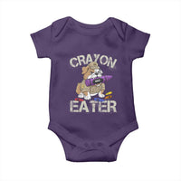 Crayon Eater Bulldog Baby Onesie Funny Military Gift with Combat Pup and MRE Crayon - Wonder Print Shop