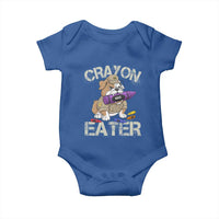Crayon Eater Bulldog Baby Onesie Funny Military Gift with Combat Pup and MRE Crayon - Wonder Print Shop