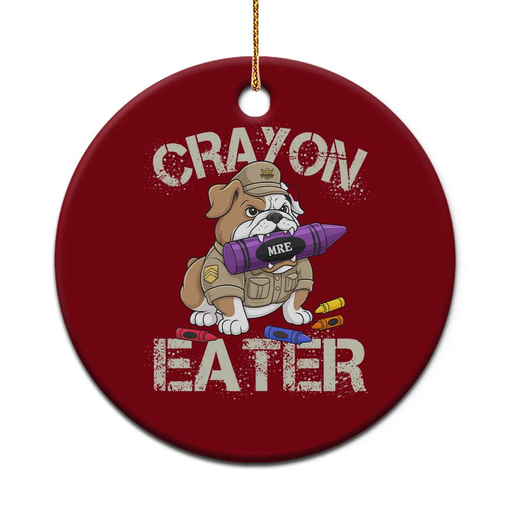 Crayon Eater Bulldog Ceramic Ornament Funny Military Gift with Combat Pup and MRE Crayon - Wonder Print Shop