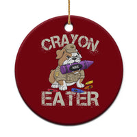 Crayon Eater Bulldog Ceramic Ornament Funny Military Gift with Combat Pup and MRE Crayon - Wonder Print Shop