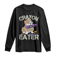 Crayon Eater Bulldog Long Sleeve Shirt Funny Military Gift with Combat Pup and MRE Crayon - Wonder Print Shop