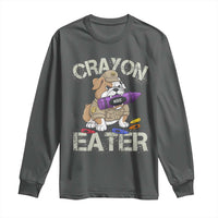 Crayon Eater Bulldog Long Sleeve Shirt Funny Military Gift with Combat Pup and MRE Crayon - Wonder Print Shop